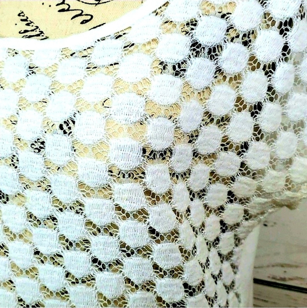 ANN TAYLOR Dot-Laced Peak-A-Boo Top